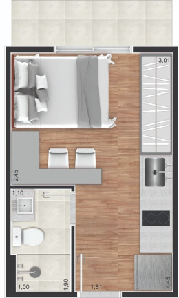 Imagem Apartamento com 1 Quarto à Venda, 16 m² em Portão - Curitiba