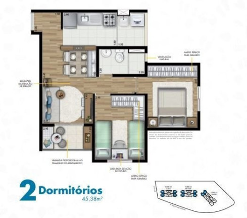Imagem Apartamento com 3 Quartos à Venda, 61 m² em Vila Carrão - São Paulo