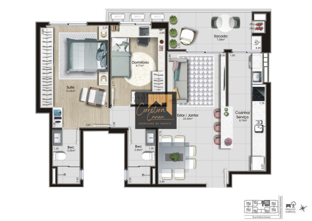 Imagem Apartamento com 2 Quartos à Venda, em Kobrasol - São José Imagem Apartamento com 2 Quartos à Venda, em Kobrasol - São José