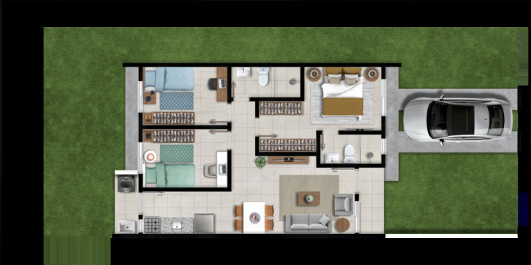 Imagem Casa de Condomínio com 3 Quartos à Venda, 63 m² em Restinga - Porto Alegre