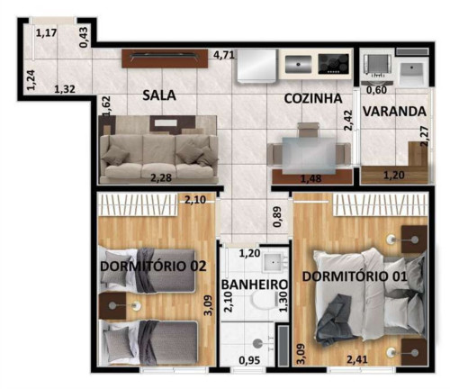 Imagem Apartamento com 2 Quartos à Venda, 39 m² em Vila Parque Jabaquara - São Paulo