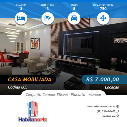 Casa com 3 Quartos para Alugar,  em Planalto - Manaus