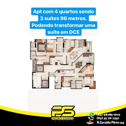 Imagem Apartamento com 4 Quartos à Venda, 96 m² em Manaíra - João Pessoa