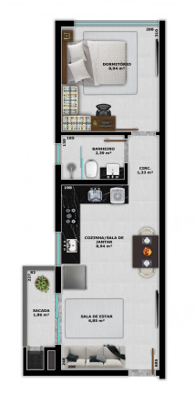 Imagem Apartamento com 1 Quarto à Venda, 37 m² em Santo Antônio - Joinville