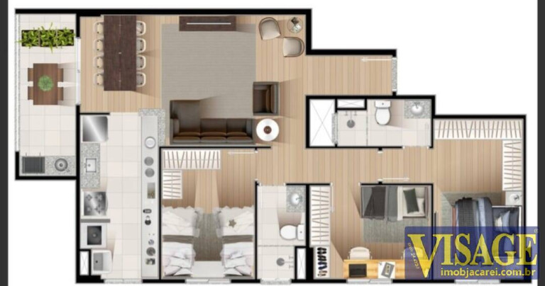 Apartamento com 3 Quartos à Venda,  em Loteamento Villa Branca - Jacareí