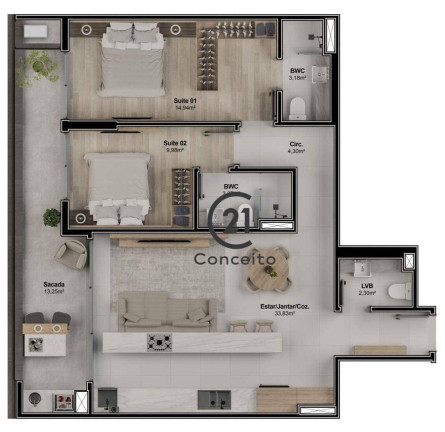Imagem Apartamento com 2 Quartos à Venda, 100 m² em Estreito - Florianópolis Imagem Apartamento com 2 Quartos à Venda, 100 m² em Estreito - Florianópolis
