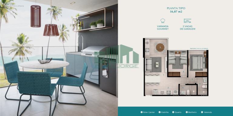 Imagem Apartamento com 3 Quartos à Venda, 56 m² em Muro Alto - Ipojuca