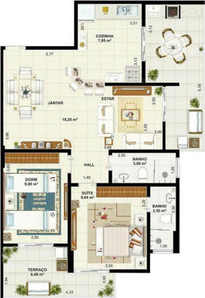 Apartamento com 2 Quartos à Venda, 79 m² em Caiçara - Praia Grande