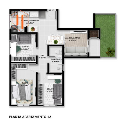 Imagem Apartamento com 3 Quartos à Venda, 103 m² em Parque Da Fonte - São José Dos Pinhais