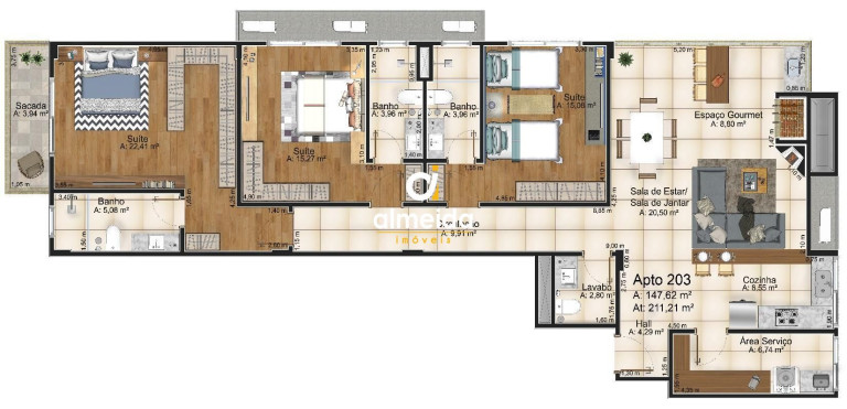 Imagem Apartamento com 3 Quartos à Venda, 147 m² em Nossa Senhora De Lourdes - Santa Maria
