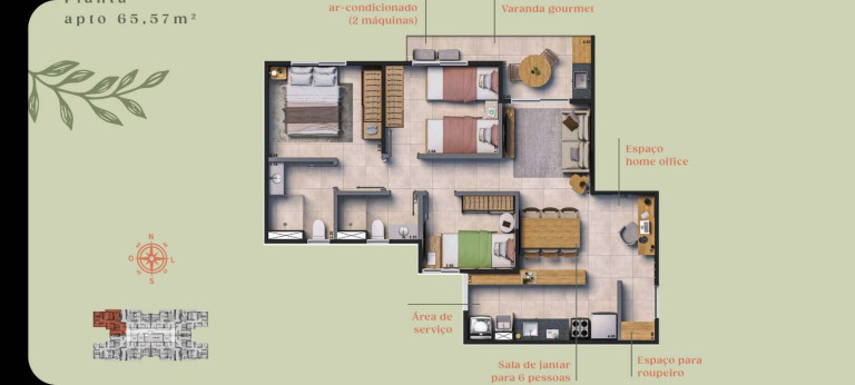 Imagem Apartamento com 3 Quartos à Venda, 65 m² em Presidente Kennedy - Fortaleza