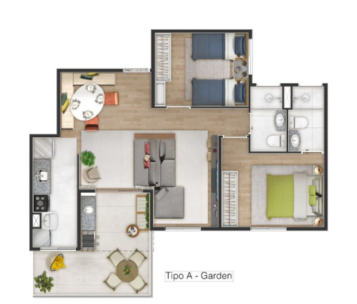 Imagem Apartamento com 3 Quartos à Venda, 61 m²