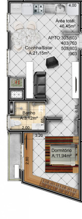 Imagem Apartamento com 1 Quarto à Venda, 46 m² em Nonoai - Santa Maria