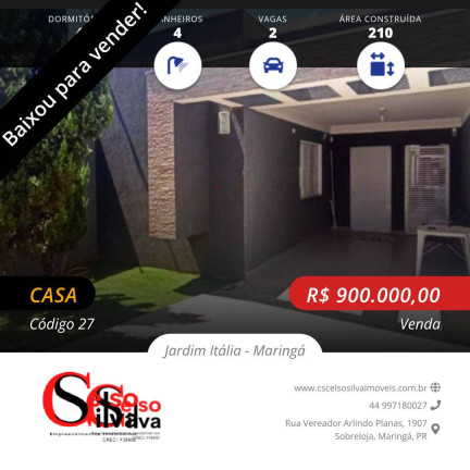Casa com 4 Quartos à Venda, 180 m² em Jardim Itália - Maringá