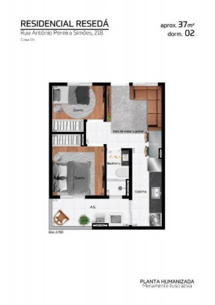 Imagem Apartamento com 2 Quartos à Venda, 40 m² em Vila Paranaguá - São Paulo