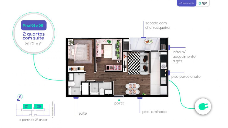 Imagem Apartamento com 2 Quartos à Venda, 49 m² em Capão Raso - Curitiba Imagem Apartamento com 2 Quartos à Venda, 49 m² em Capão Raso - Curitiba