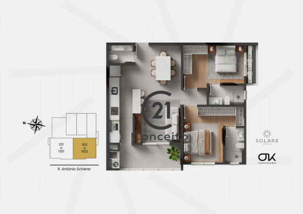 Apartamento com 2 Quartos à Venda, 80 m² em Kobrasol - São José