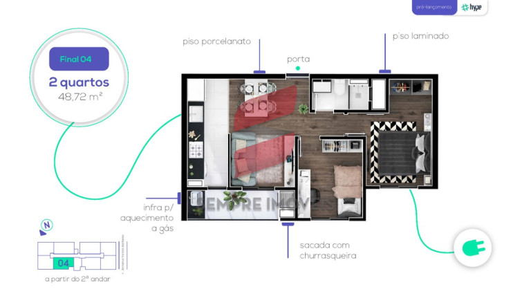 Imagem Apartamento com 2 Quartos à Venda, 48 m² em Capão Raso - Curitiba Imagem Apartamento com 2 Quartos à Venda, 48 m² em Capão Raso - Curitiba