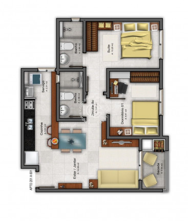 Imagem Apartamento com 2 Quartos à Venda, 56 m² em Camobi - Santa Maria Imagem Apartamento com 2 Quartos à Venda, 56 m² em Camobi - Santa Maria