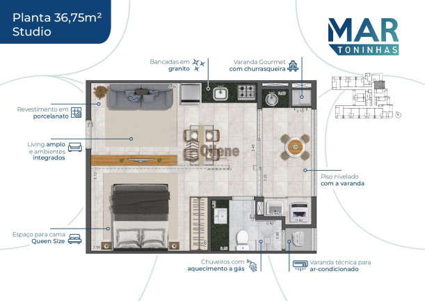 Imagem Apartamento com 1 Quarto à Venda, 35 m² em Toninhas - Ubatuba