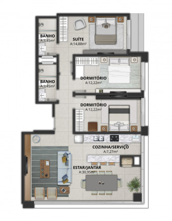 Imagem Apartamento com 2 Quartos à Venda, 77 m² em Centro - Torres Imagem Apartamento com 2 Quartos à Venda, 77 m² em Centro - Torres