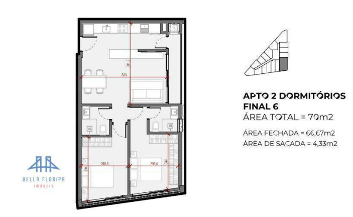 Apartamento com 2 Quartos à Venda, 70 m² em Jurerê - Florianópolis