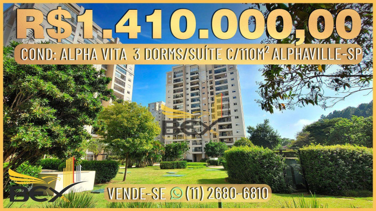 Apartamento com 3 Quartos à Venda, 110 m² em  Alphaville - Santana De Parnaíba