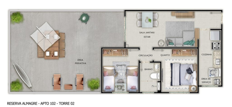 Imagem Apartamento com 2 Quartos à Venda, 53 m² em Ponta De Campina - Cabedelo