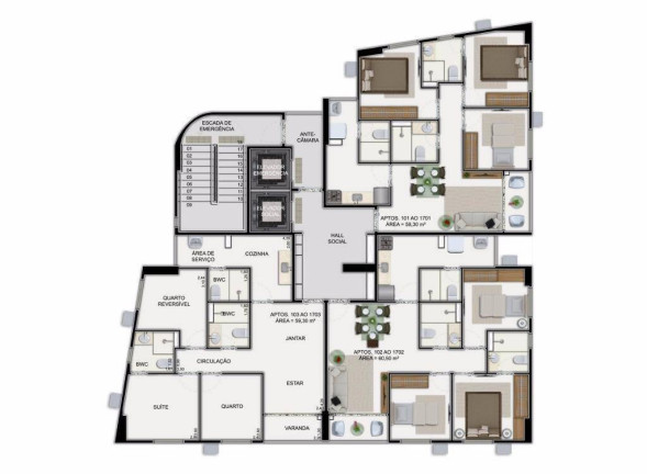 Apartamento com 3 Quartos à Venda, 59 m² em Boa Viagem - Recife