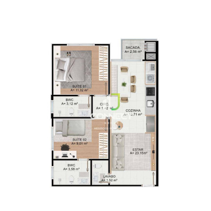 Imagem Apartamento com 2 Quartos à Venda, 63 m² em Machados - Navegantes Imagem Apartamento com 2 Quartos à Venda, 63 m² em Machados - Navegantes