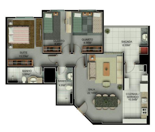 Imagem Apartamento com 3 Quartos à Venda, 92 m² em Centro - São José Dos Pinhais
