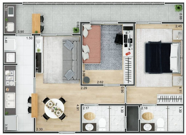 Imagem Apartamento com 2 Quartos à Venda, 63 m² em Forte - Praia Grande