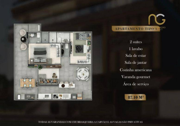 Imagem Apartamento com 2 Quartos à Venda, 87 m² em Canto Do Forte - Praia Grande