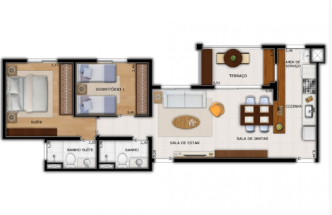 Imagem Apartamento com 2 Quartos à Venda, 71 m² em Morumbi - Paulínia