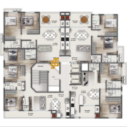 Imagem Apartamento com 2 Quartos à Venda, 72 m² em Tabuleiro - Camboriú