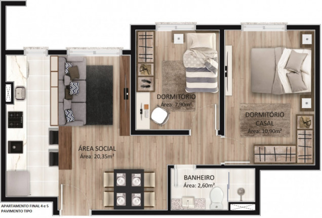 Imagem Apartamento com 2 Quartos à Venda, 47 m² em Olaria - Canoas