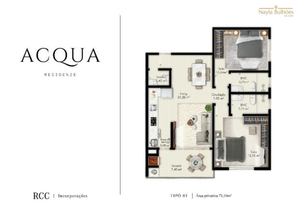 Imagem Apartamento com 2 Quartos à Venda, 73 m² em Pagani - Palhoça