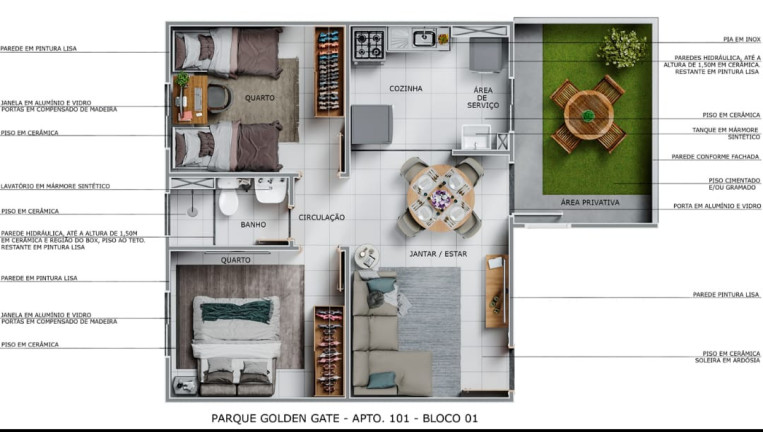 Imagem Apartamento com 2 Quartos à Venda, 42 m² em Três Barras - Contagem