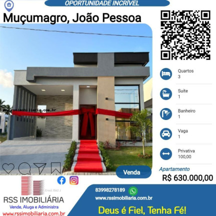 Casa com 3 Quartos à Venda, 100 m² em Muçumagro - João Pessoa