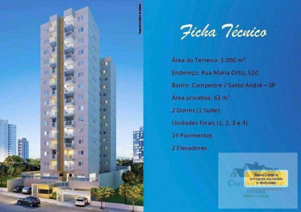 Imagem Apartamento com 2 Quartos à Venda, 63 m² em Campestre - Santo André Imagem Apartamento com 2 Quartos à Venda, 63 m² em Campestre - Santo André