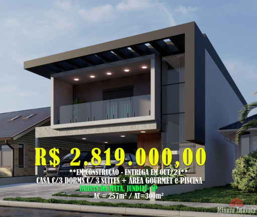 Casa com 3 Quartos à Venda, 257 m² em Villaggio San Marco - Jundiaí