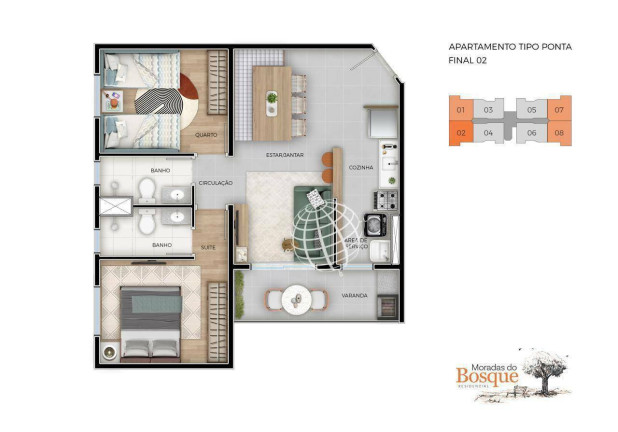Imagem Apartamento com 2 Quartos à Venda, 54 m² em Residencial Moradas Do Bosque - Bom Jesus Dos Perdões
