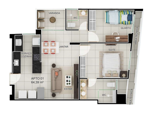 Imagem Apartamento com 3 Quartos à Venda, 78 m² em Jardim Oceania - João Pessoa Imagem Apartamento com 3 Quartos à Venda, 78 m² em Jardim Oceania - João Pessoa