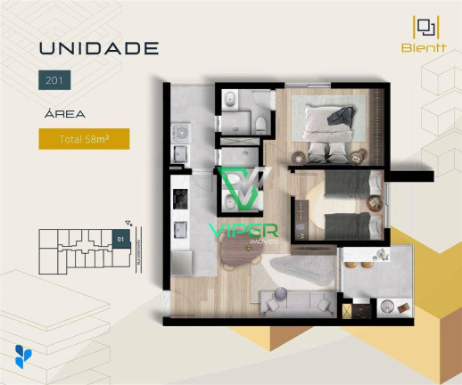 Imagem Loft com 1 Quarto à Venda, 31 m² em Portão - Curitiba Imagem Loft com 1 Quarto à Venda, 31 m² em Portão - Curitiba