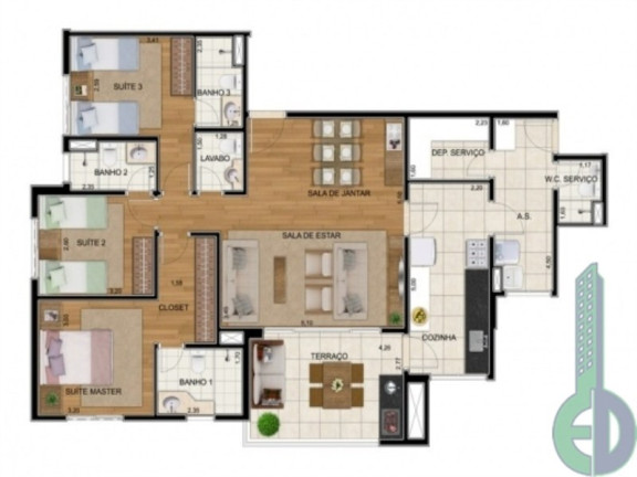 Imóvel com 3 Quartos à Venda, 126 m² em Vila Gilda - Santo Andre