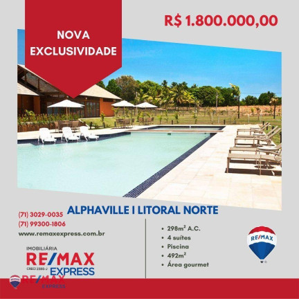 Imagem Casa com 4 Quartos à Venda, 298 m² em Alphaville Litoral Norte 1 - Camaçari