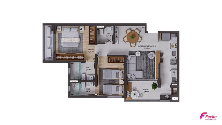 Imagem Apartamento com 2 Quartos à Venda, 80 m² em Praia Comprida - São José