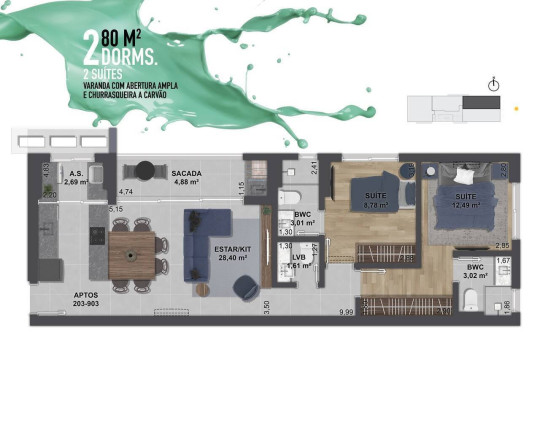 Imagem Apartamento com 2 Quartos à Venda, 73 m² em Centro - Florianópolis Imagem Apartamento com 2 Quartos à Venda, 73 m² em Centro - Florianópolis