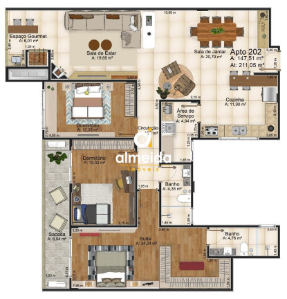 Imagem Apartamento com 3 Quartos à Venda, 147 m² em Nossa Senhora De Lourdes - Santa Maria Imagem Apartamento com 3 Quartos à Venda, 147 m² em Nossa Senhora De Lourdes - Santa Maria