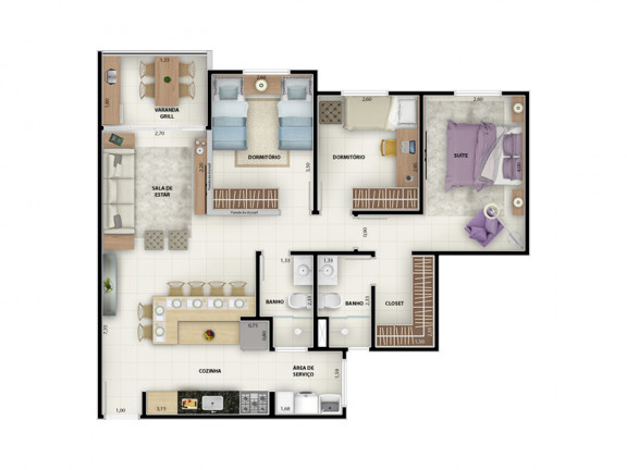 Imagem Apartamento com 2 Quartos à Venda, 75 m² em Altos Do Morumbi - Vinhedo